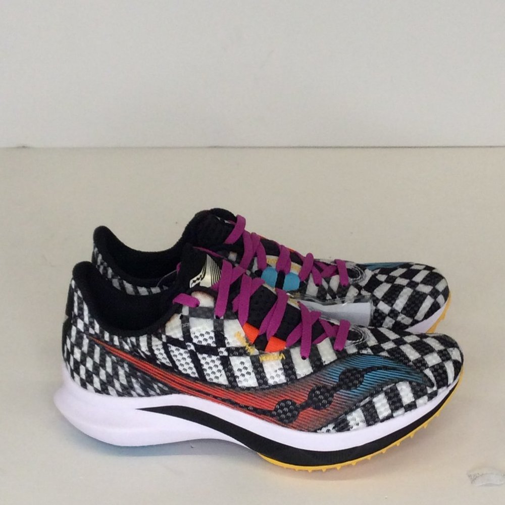 Saucony Black & White Endorphin XC Shoes | 8